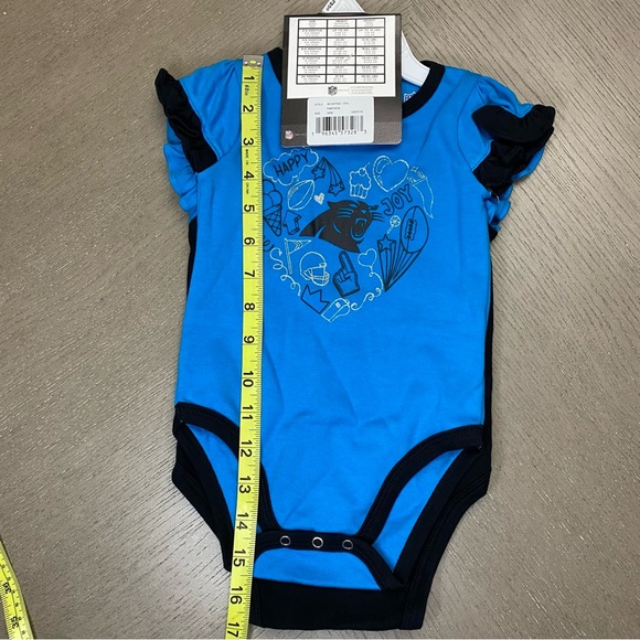 NWT NFL 2 Piece Black & Blue Carolina Panthers Creeper Set Baby Girl 3-6Months - Picture 7 of 12